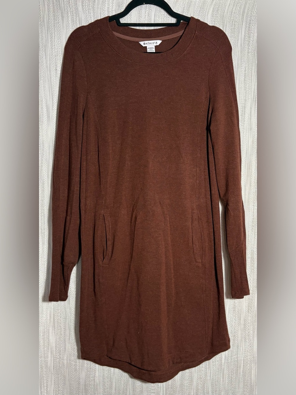 Athleta Chestnut Brown Long-Sleeve Knit Dress
